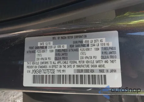 2016 Mazda Cx-5 Sport из США, поврежденный, VIN JM3KE4BY7G0757032